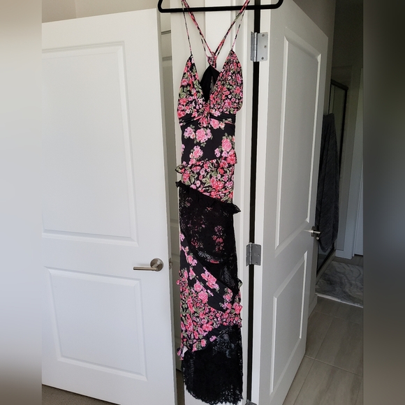 🍋For Love and Lemons Rosalyn Black Floral Maxi Dress - Picture 6 of 16